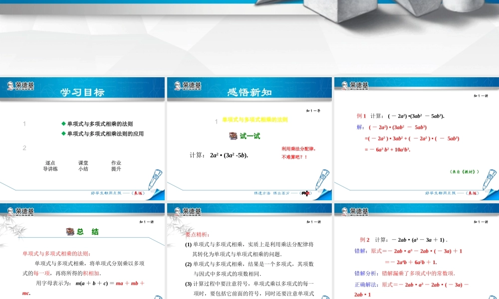 12.2.2  单项式与多项式相乘