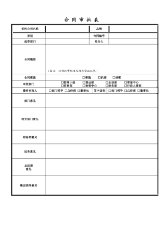 附件1 合同审批表
