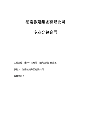 集团有限公司专业分包合同范本