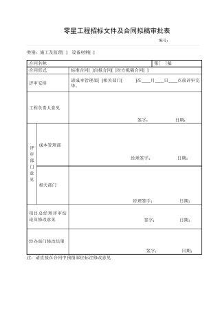 零星工程合同拟稿审批表