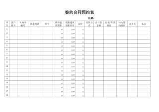 签约合同预约表