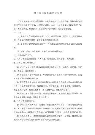 幼儿园垃圾分类奖惩制度