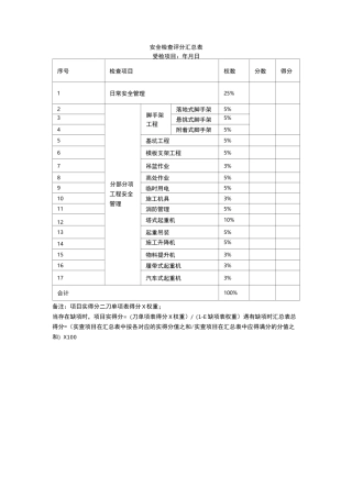 安全检查表(评分表)