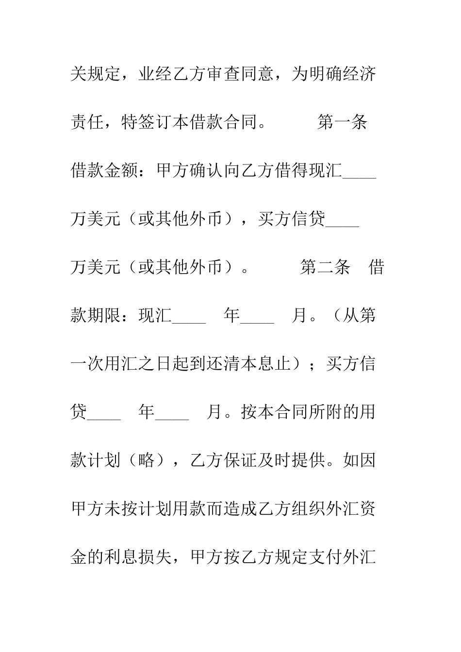 外汇借款合同--精编范文_第2页