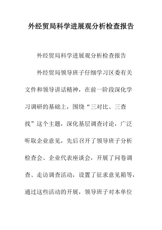 外经贸局科学发展观分析检查报告--精编范文