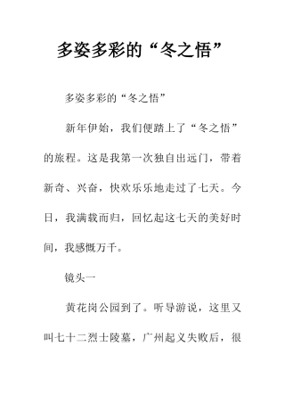 多姿多彩的“冬之悟”