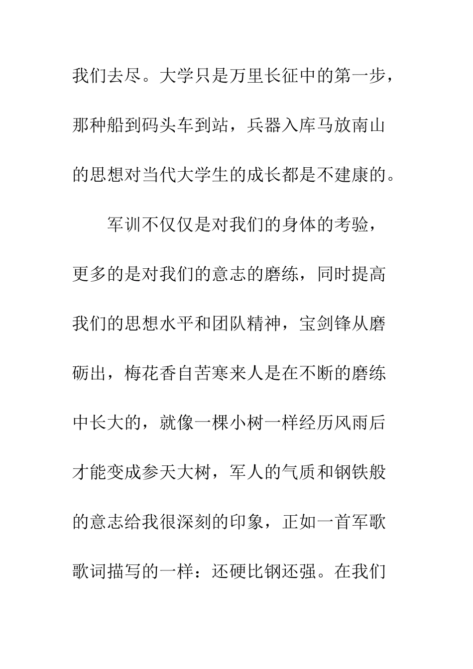 大一军训心得体会400字--精编范文_第3页