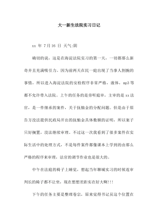 大一新生法院实习日记
