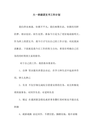 大一班级团支书工作计划