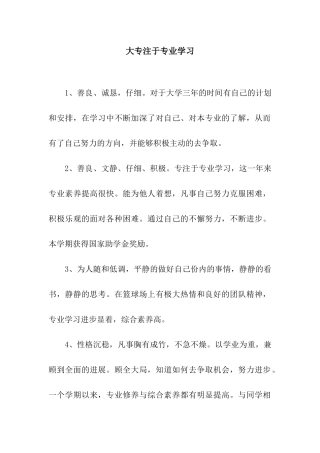 大专注于专业学习