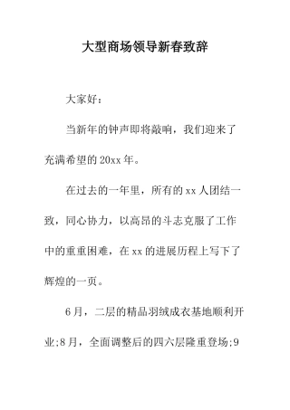 大型商场领导新春致辞--精编范文