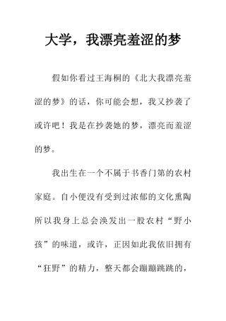 大学-我美丽羞涩的梦