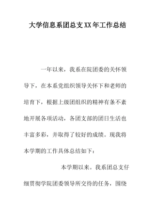 大学信息系团总支XX年工作总结--精编范文