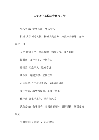 大学各个系校运会霸气口号