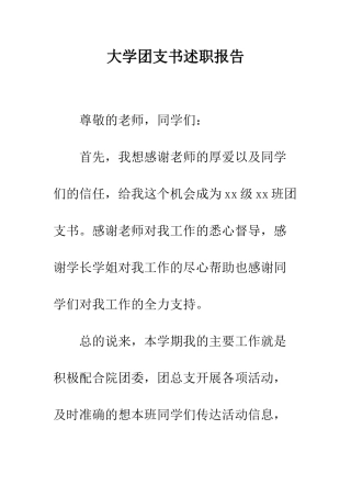 大学团支书述职报告--精编范文