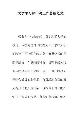 大学学习部年终工作总结范文---精编范文