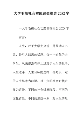 大学毛概社会实践调查报告2025字--精编范文
