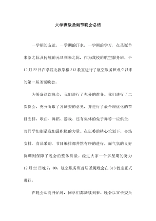 大学班级圣诞节晚会总结