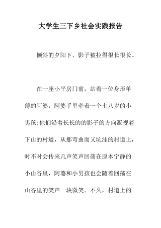 大学生三下乡社会实践报告--精编范文