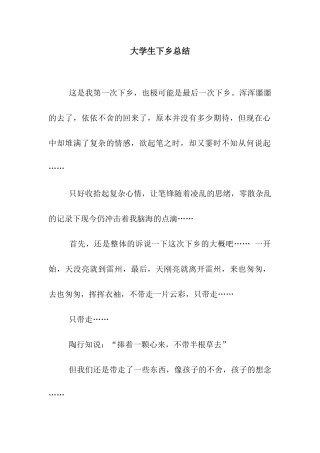 大学生下乡总结