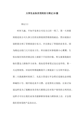 大学生业务员顶岗实习周记20篇