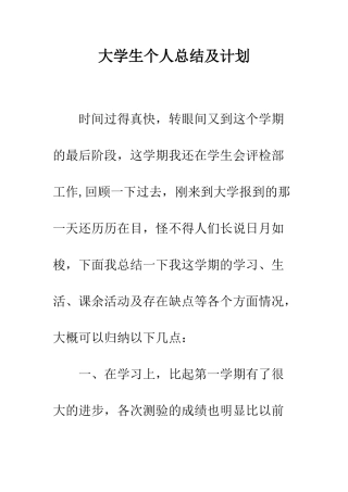 大学生个人总结及计划--精编范文