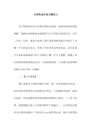 大学生会计实习报告4