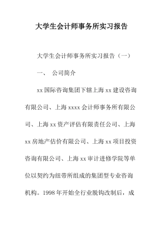 大学生会计师事务所实习报告--精编范文