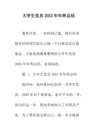 大学生党员2025年年终总结--精编范文