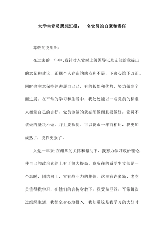 大学生党员思想汇报一名党员的自豪和责任