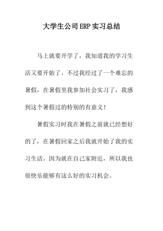 大学生公司ERP实习总结--精编范文