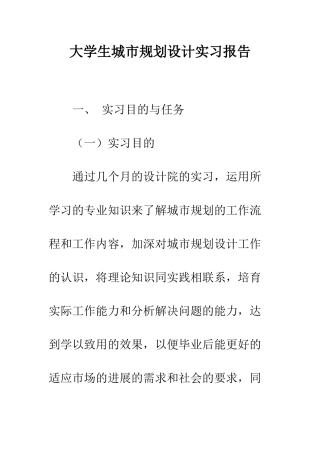 大学生城市规划设计实习报告--精编范文