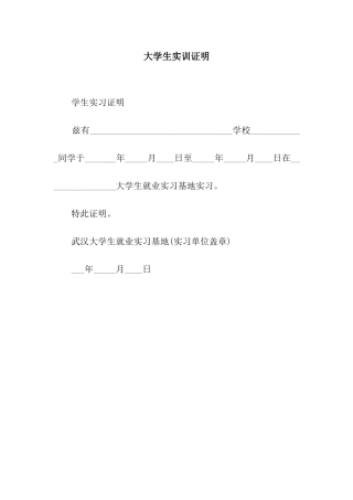大学生实训证明