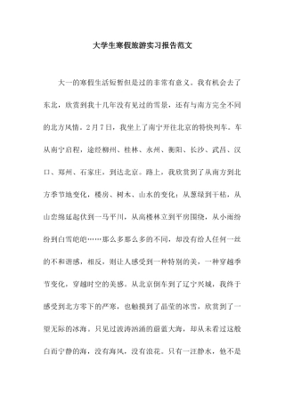 大学生寒假旅游实习报告范文