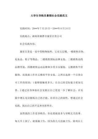 大学生导购员暑期社会实践范文