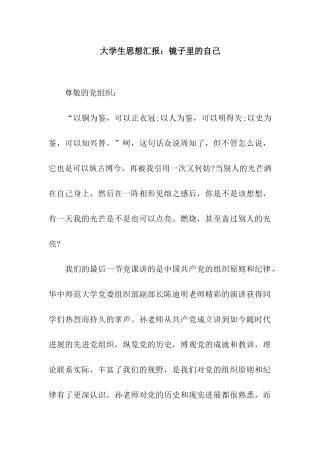 大学生思想汇报镜子里的自己