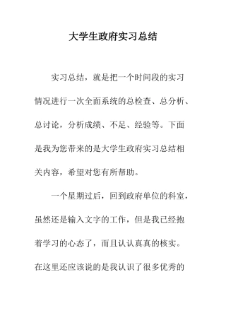 大学生政府实习总结--精编范文