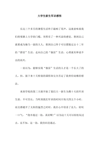 大学生新生军训感悟