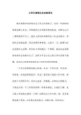 大学生暑假社会实践报告