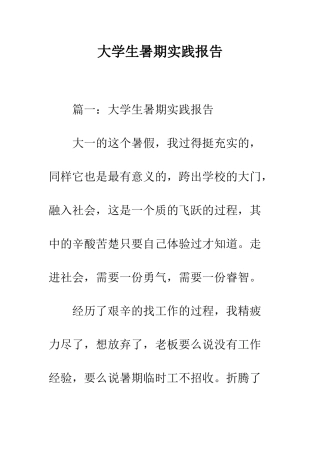 大学生暑期实践报告--精编范文