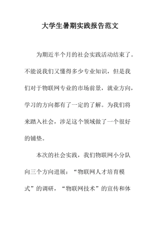 大学生暑期实践报告范文--精编范文