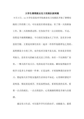 大学生暑期就业见习实践队新闻稿