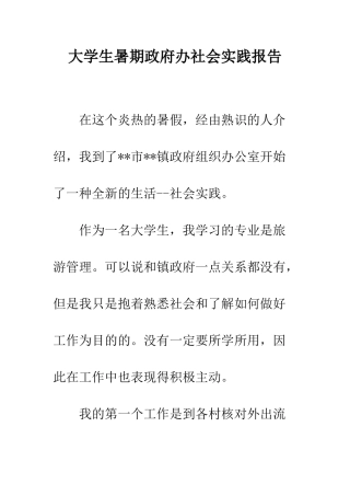 大学生暑期政府办社会实践报告--精编范文