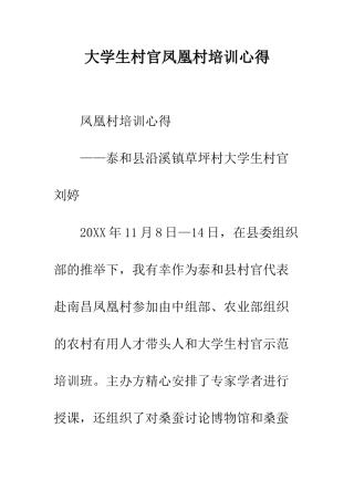 大学生村官凤凰村培训心得--精编范文