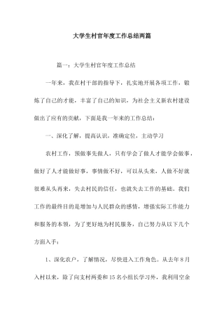 大学生村官年度工作总结两篇