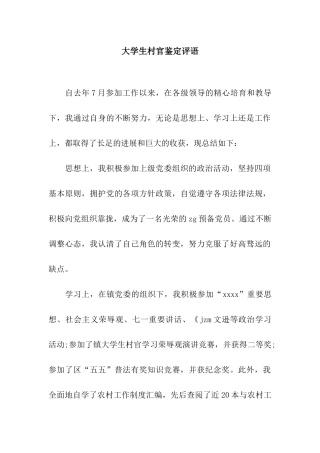 大学生村官鉴定评语