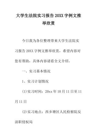 大学生法院实习报告2025字例文推荐欣赏--精编范文