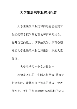 大学生法院毕业实习报告--精编范文