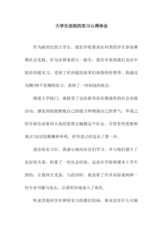 大学生法院的实习心得体会