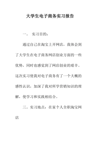 大学生电子商务实习报告--精编范文